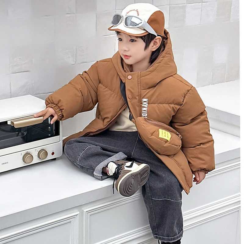 Down Coat New Winter Boys Girls Jacket Thick Keep Warm Lining With Velvet Hooded Heavy For Kids Children Outerwear Send Bag 2-8Years H2411230CFK