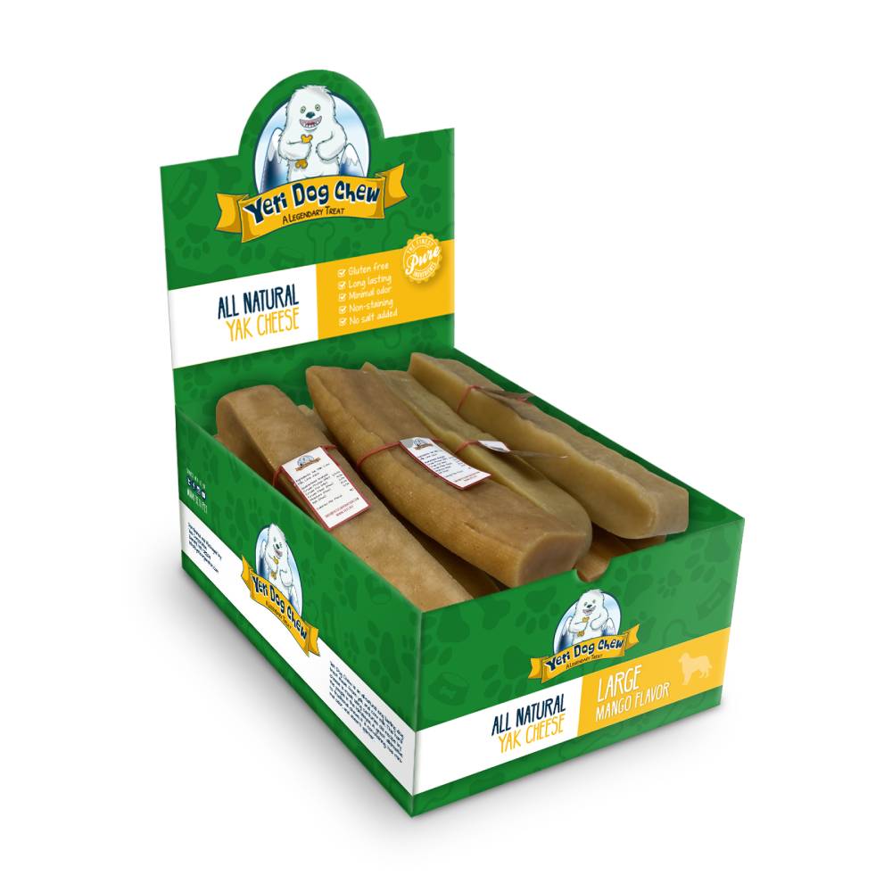 Yeti All-Natural Mango Flavor Dog Chews Large 3LB Box 4 Boxes per Case Protein-Rich Pet Snack for Furry Friends