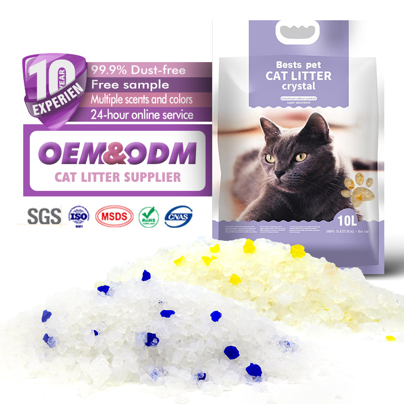 Dust-free Oem Bsci Factory Directly Sell Non-clumping Wholesale Crystal Cat Litter Highly Absorbent Silica Gel Cat Litter