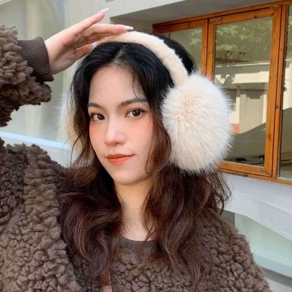 Fashionable soft faux fur earmuffs warm winter earmuffs mens solid color earmuffs outdoor cold protection earmuffs W241126