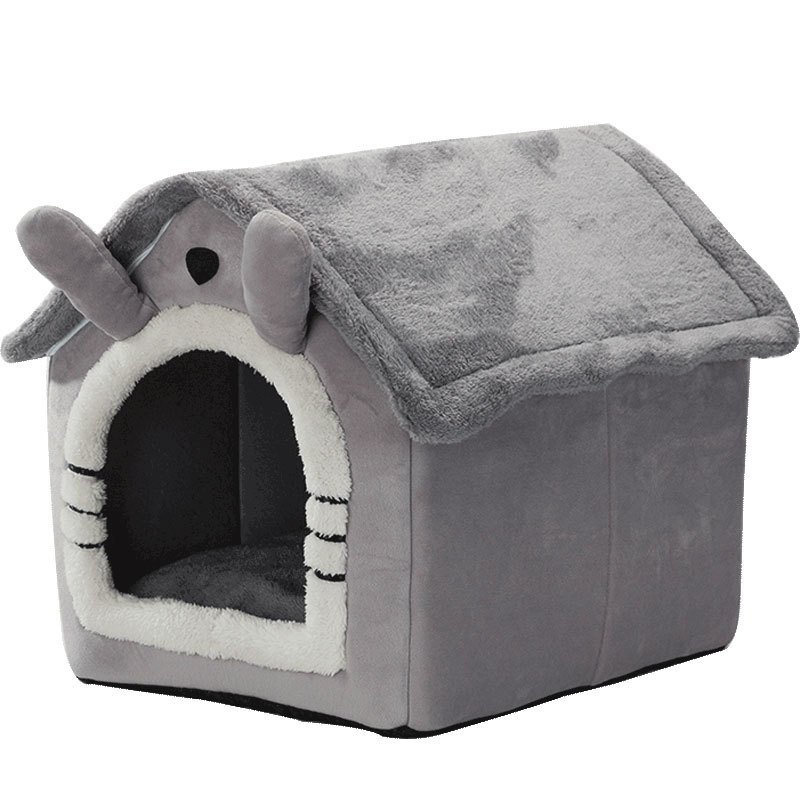 Indoor Dog House with Removable Cushion Enclosed Warm Printed Pet House for Puppies and Cats for inside Use