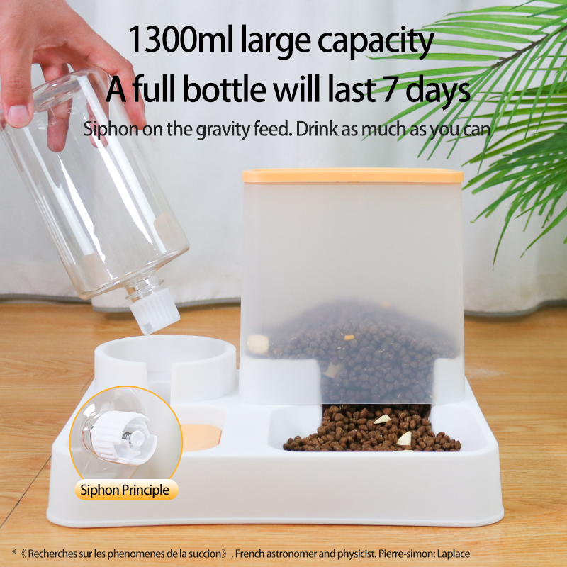 Hot Sale Semi-automatic cat feeder Water dispenser Integrated cat food bowl Double bowl anti-upset water feeder