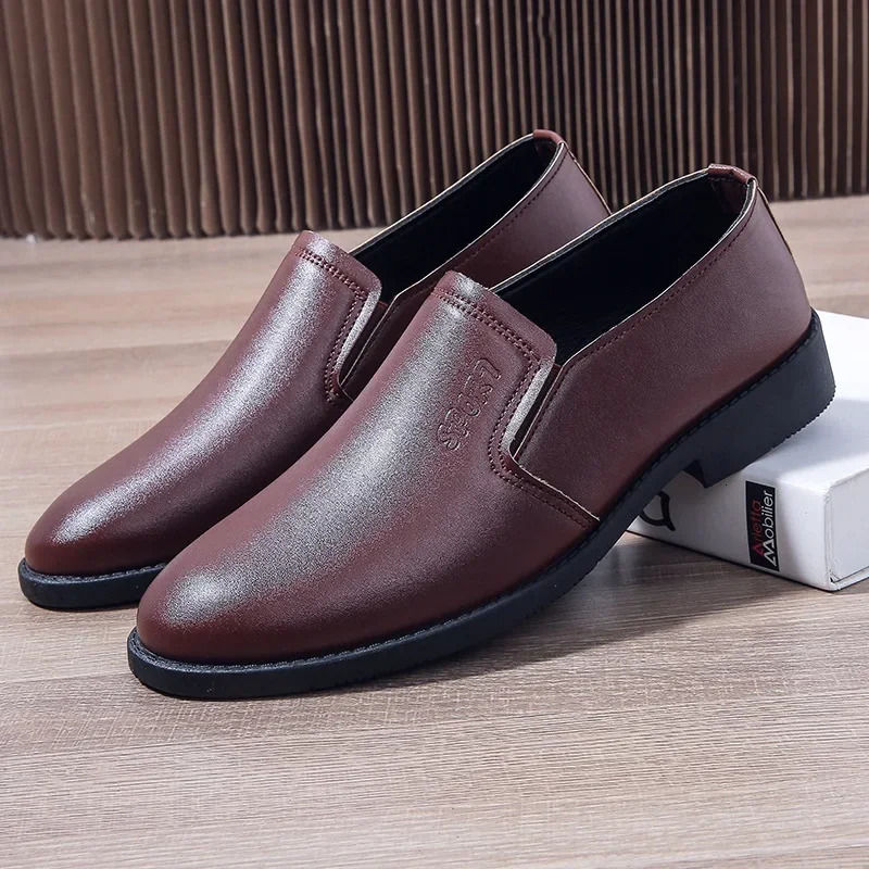 Mens Leather Dress Shoes Formal Brown Elegant Mens Shoes for Men Casual Business Social Autumn Office Party Wedding Loafers 241126