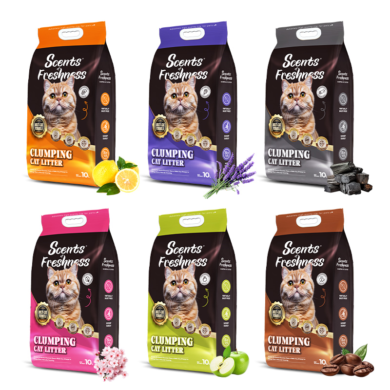 Colorful advanced low dust organic cat sand strong clumping Colorful bentonite cat litter sand price