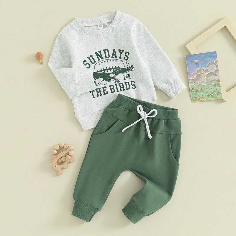 Clothing Sets Toddler Boys Fall Spring Outfits Letter Eagle Print Crew Neck Long Sleeve Sweatshirts Long Pants 2Pcs Sweatshirts Clothes Set H241126
