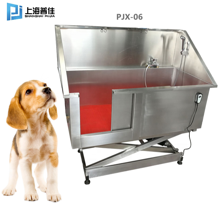 Walk-in stainless steel animal washing machine dog grooming tub pet bathtub with with movable door and blower