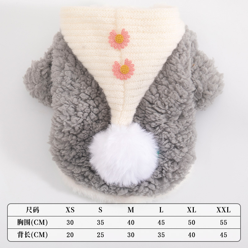 Warm Thick lamb wool Pet Clothes hooded jacket Cute Funny Apparel Dogs Cats Winter Spring Holidays