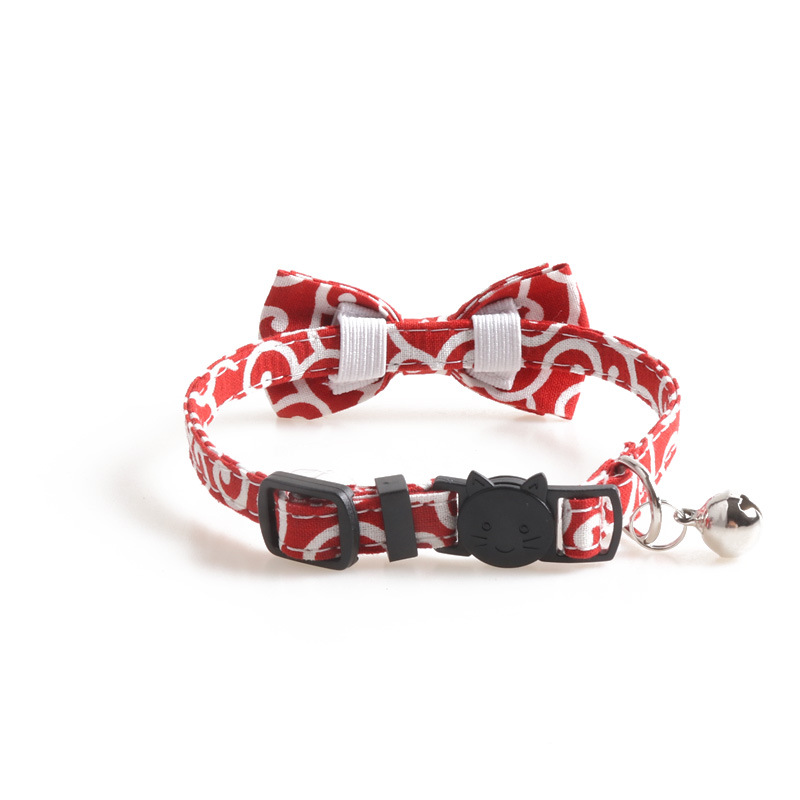 Fashionable Small Size Cat Collar with Bow Tie and Animal Pattern Personalized Cat Head Buckle for Stylish Pets