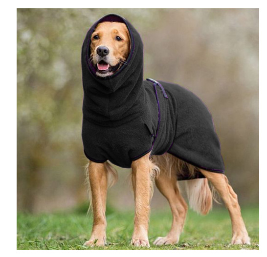 Hot Selling Cashmere Cotton Four Seasons Purple Blue Gray Pet Clothing Coat With Hat To Keep Labrador Large Dogs Warm