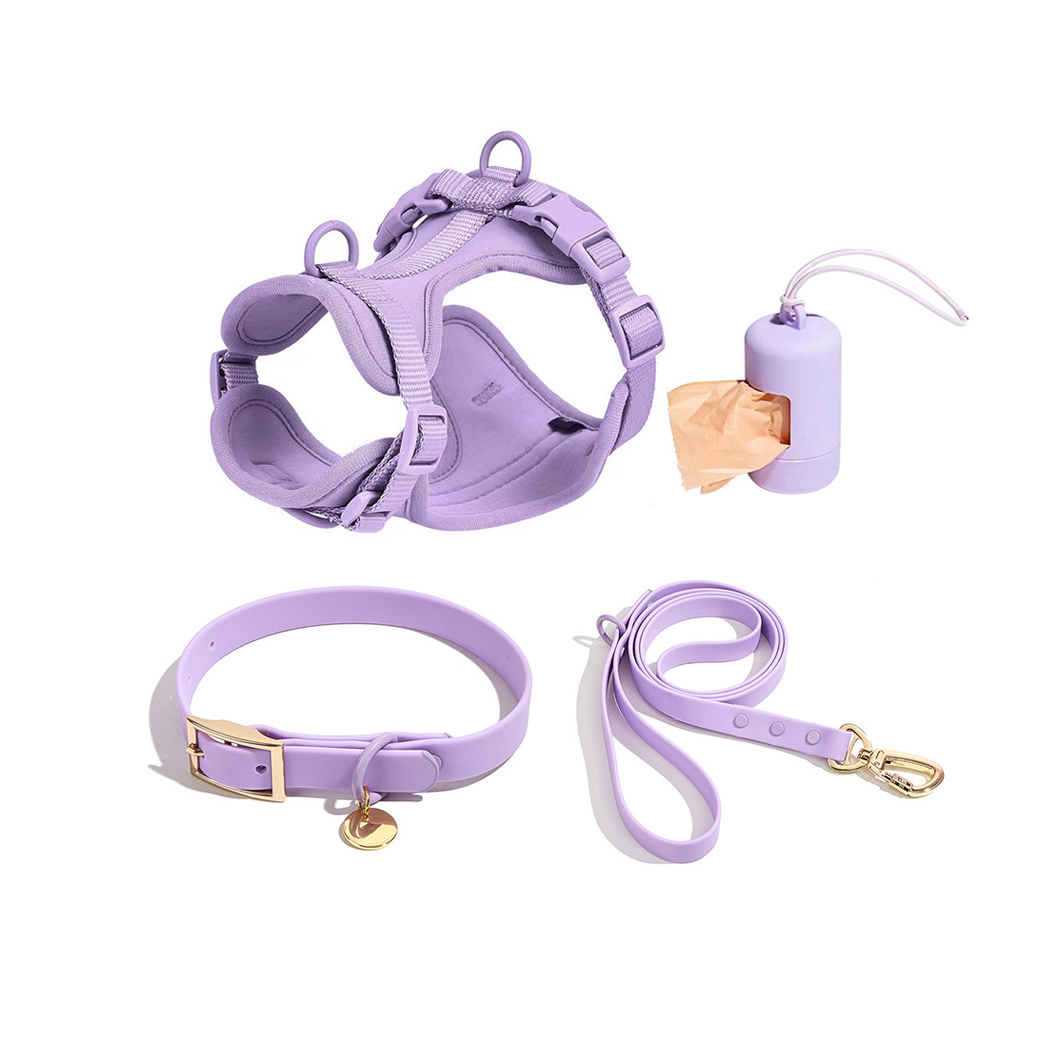 WeLove Pet Product Manufacturers Customizable Macaron Color Adjustable Waterproof Soft Padded Air Layer Dog Harness & Leash Set