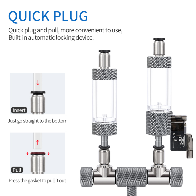 Aquarium Solenoid Valve CO2 Bubble Counter Reverse Aquarium Pressure-reducing Valve co2 regulator mu fan with Check Valve