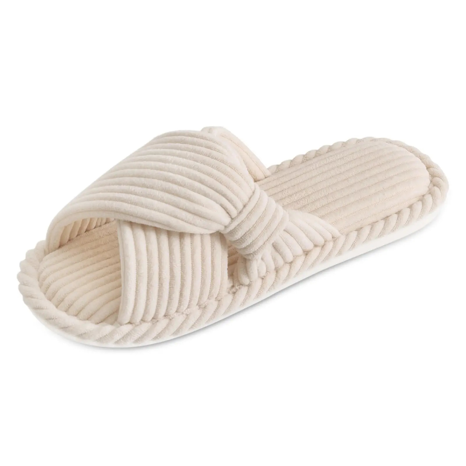 Pallene Summer Corduroy Womens Slider Breathable Cotton Home Shoes Comfortable Casual Slider with Memory foam Womens Slider 241126