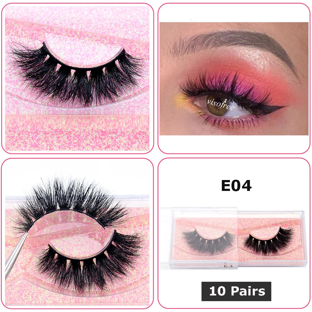 Visofree 10 Pairs/Lot 3D Mink Lashes Natural Long Wispy Thick False Eyelashes Maquillaje Reusable Eyelashes Set Wholesale E11 241125