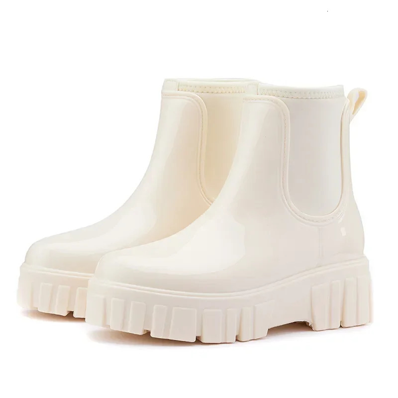 Womens rubber boots platform foot rain shoes womens waterproof Chelsea boots womens Galohes work garden water shoes 241126