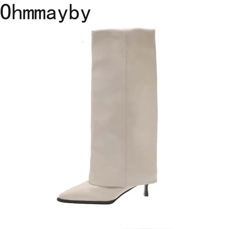 Street Style Women Knee High Boots Fashion Pointed Toe Long Booties Thin High Heels Autumn Winter Shoes 241126