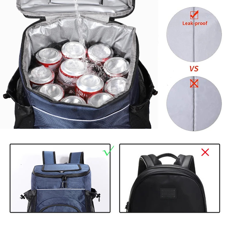 DENUONISS 33L Cooler bag Soft Large 36 Cans Thermal Backpack Insulated Bag Travel Beach Beer Leakproof Food Storage 241125