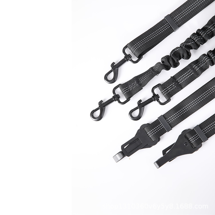 Black Multi Function Reflective Dog Car Seat Belt Adjustable Dog Safety Leash Travel Clip Pet Car Seat Belt