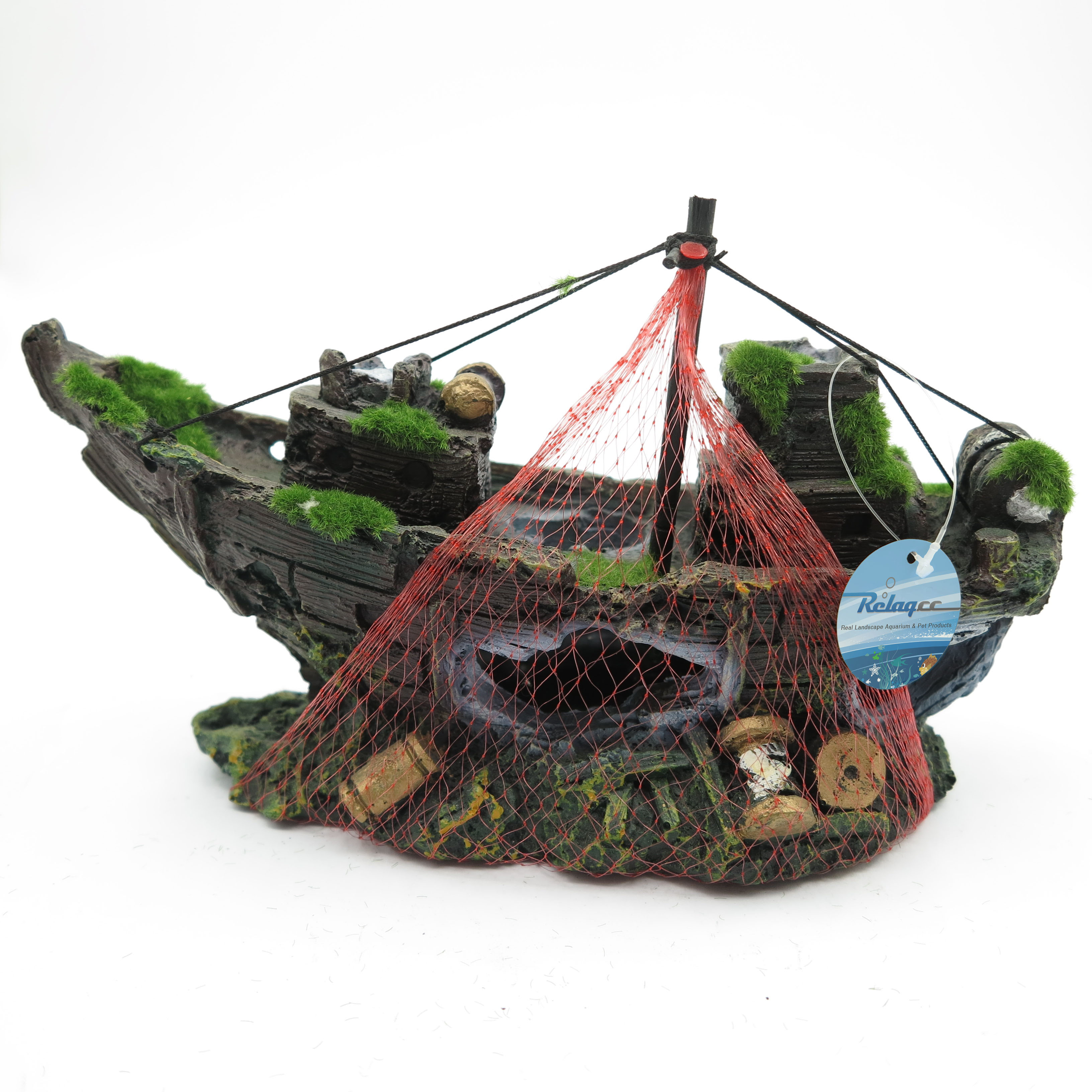 RELAQCC Aquarium Ornament Wreckship resin