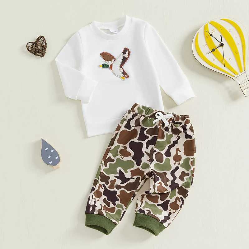 Clothing Sets Toddler Boys Fall Outfits Wild Goose Embroidery Long Sleeve Sweatshirts and Long Pants 2Pcs Clothes Set H241126