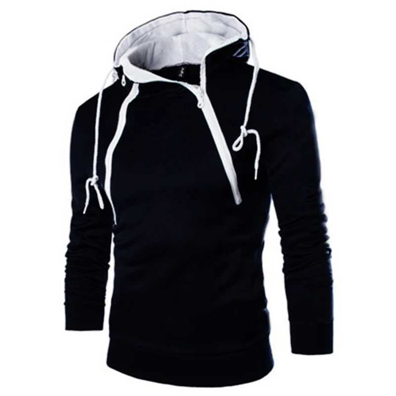 Mens Hoodie Long Sleeve Mens Sportswear Zipper Hoodie Collar Mens Sportswear Top Coat Black Sportswear W250110