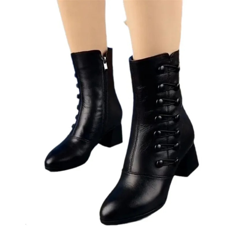 Women Boots Autumn/Winter Fashion Cotton Shoes Plush Soft Bottom Waterproof Zipper Strap High Heel Women Boots Botas Mujer 241114