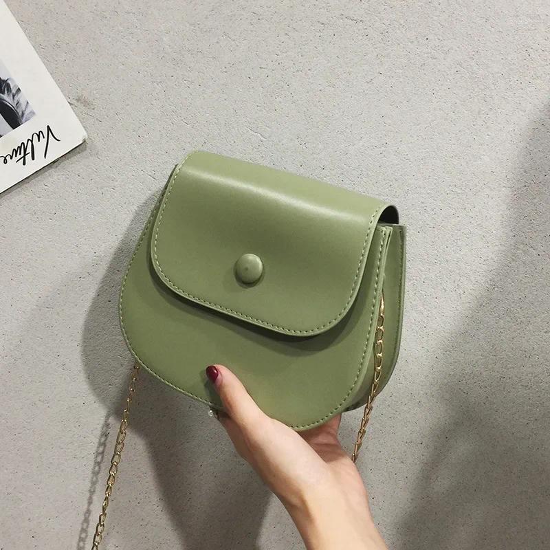Totes Pu Women Bags Wild Solid Color Shoulder Simple Chain Fashion Ladies Diagonal Mini Retro Small zhanyishengli