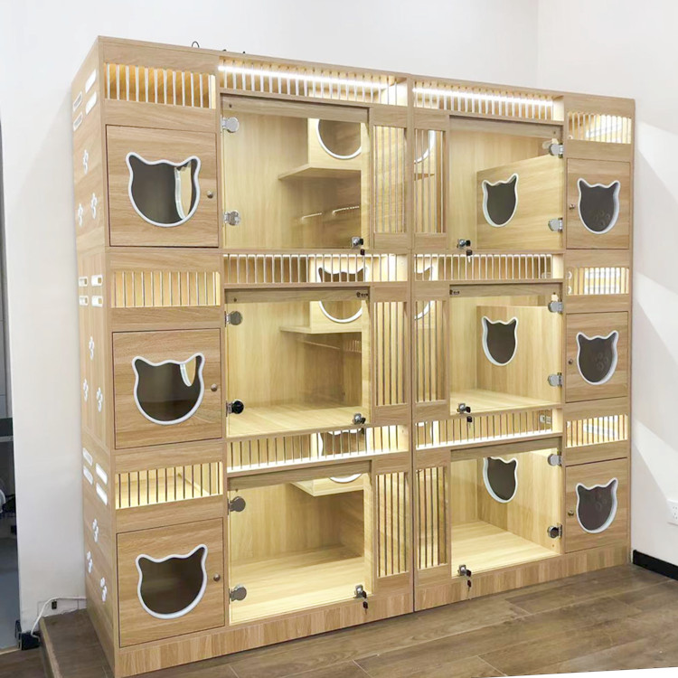 Household Luxury Balcony Pet Villa Indoor Cat Cages House Living Room with Cat Toilet Litter Box
