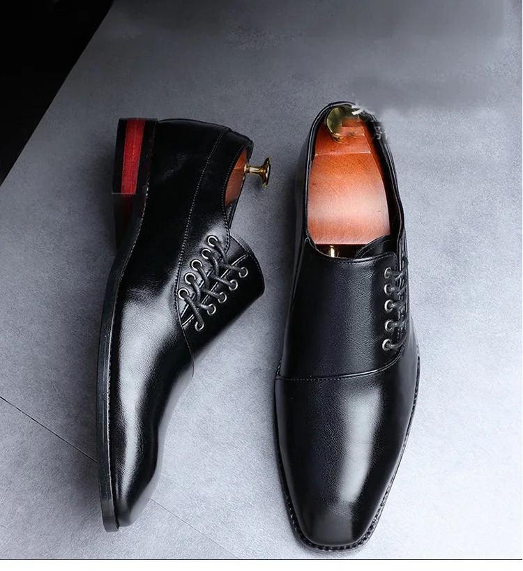 Mens Classic Retro Oblique Lace-up Oxford Shoes Mens Business Dress Office Leather Shoes Men Fashion Wedding Party Flats 241126
