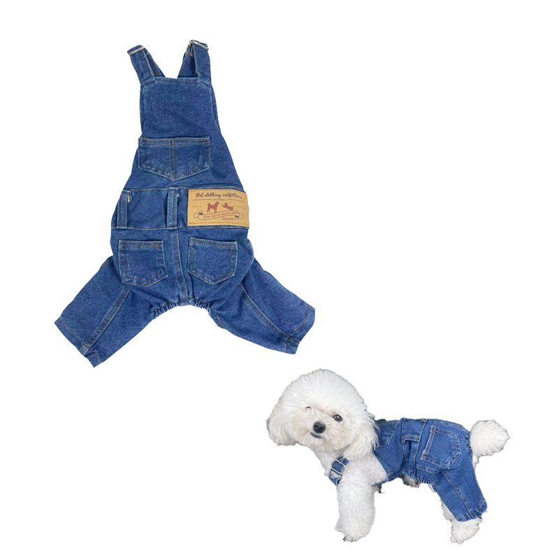 Fashionable Pet Dog Washed Denim Jeans Jumper Comfortable Pet Puppy Overall Clothes