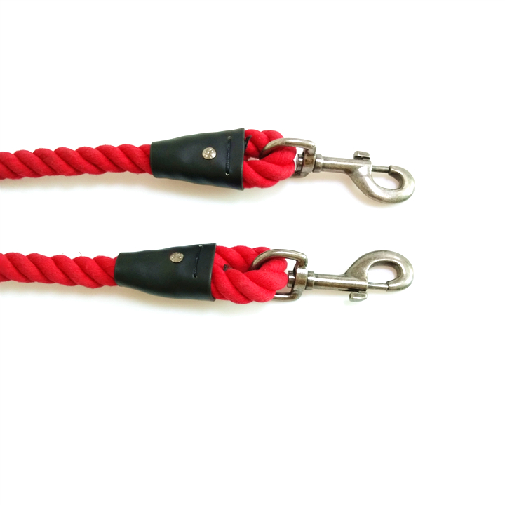 High quality Pet products round nylon rope dog leash chain with a comfortable handle for large dogs ring dog chain