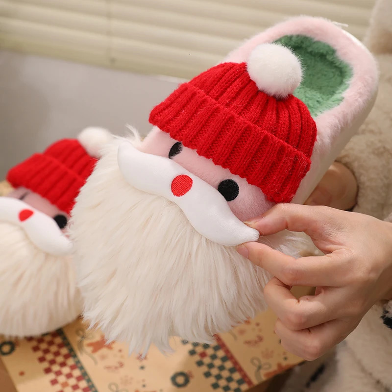 Women Christmas Slippers Ladies Fall Winter Outdoor Cotton Non-slip Shoes Female Comfort Party Santa Claus Slipper 241126