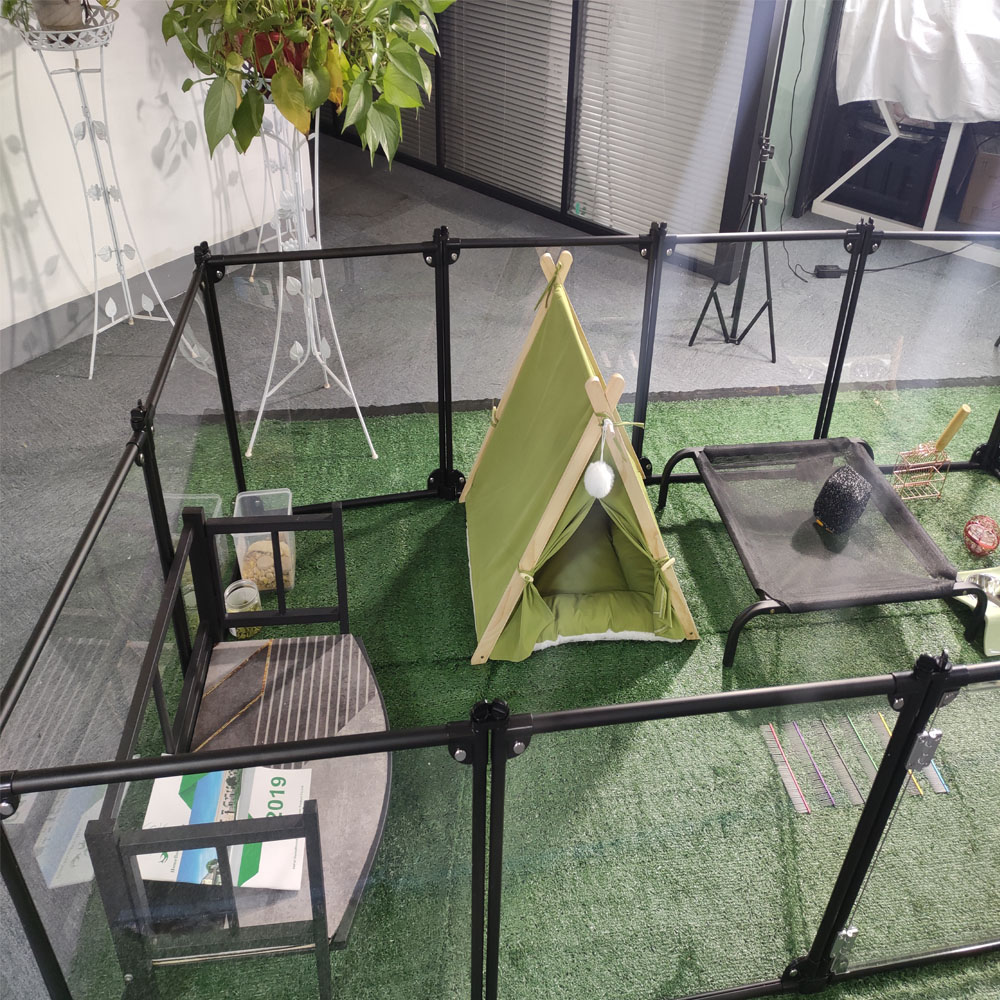 aluminum floding Pet Playpen Dog Exercise Fence, Pet Playpen Kennel ,12 Panels Black 65 x 91 cm