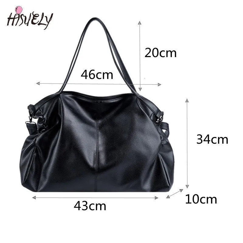 Black Tote Bag Large Capacity Hobo Shoulder Bags for Women Shopper Lady Travel Quality Soft Leather Crossbody Handbags Bolsa 241125