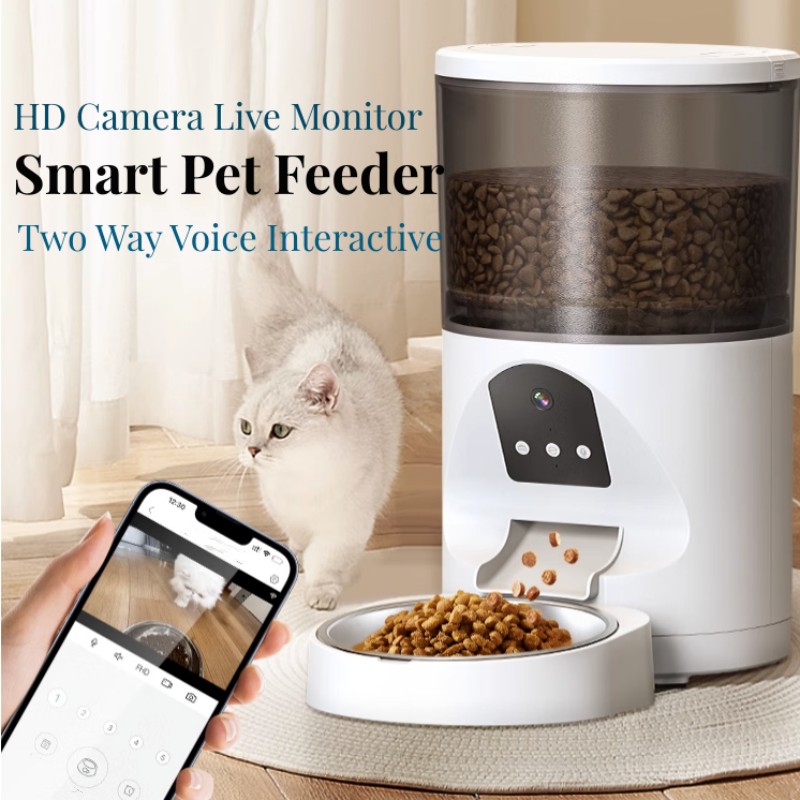 New design HD camera two voice interactive 4L 6L smart automatic pet feeder