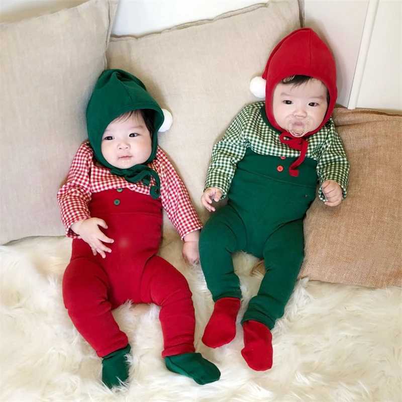 Clothing Sets INS Style Chic Baby Christmas Clothing Sets Plaid Top High Waist Pants Hat Sets Coral Fleece Vest Waistcoat For Xmas New Year H241126