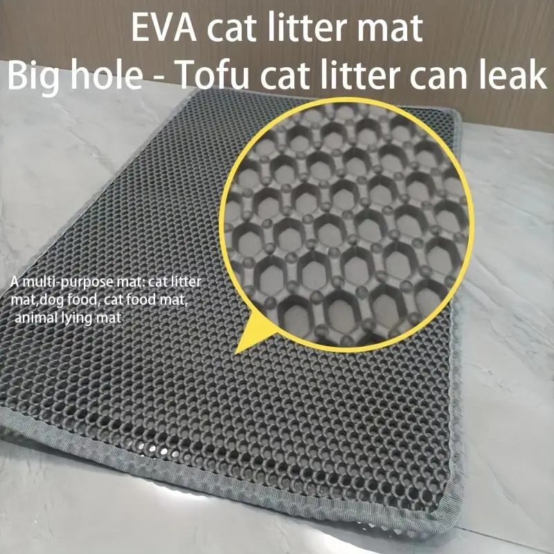 SANFAN Honeycomb Holes Scatter Control Double Layer Trapping Litter Mat Design Machine Washable Extra Large Cat Litter Mat