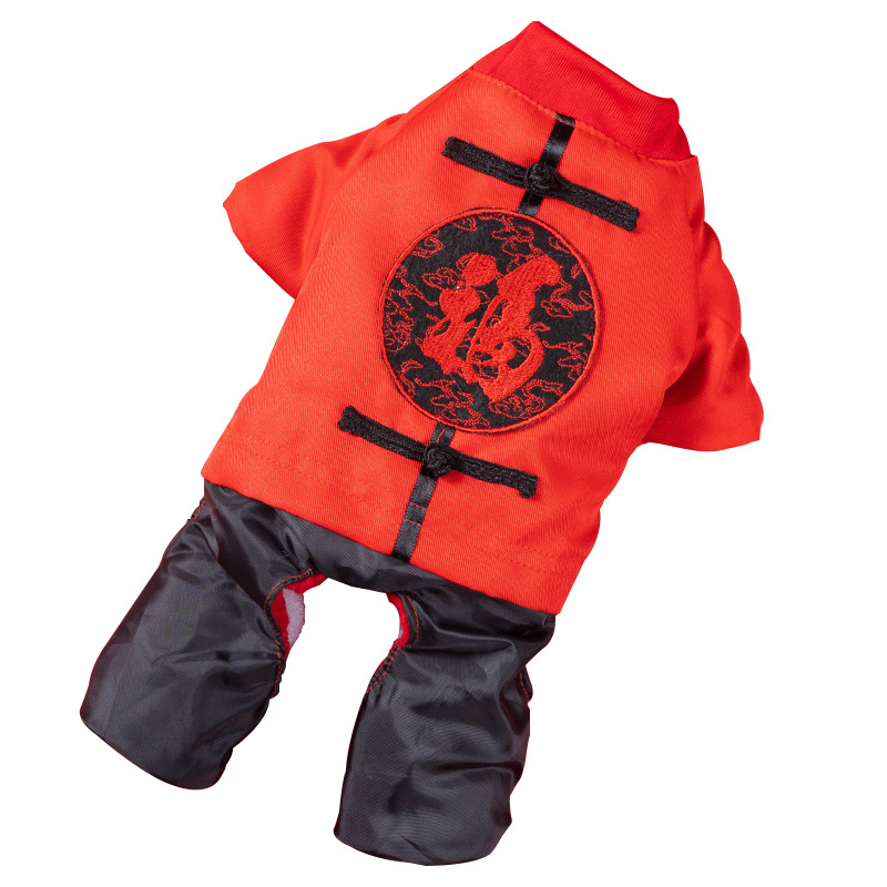 Autumn Winter Thickening Plush Coat traditional Chinese garments for Small Dogs Puppy T-Shirt Fleece Pullover Pet Clothing