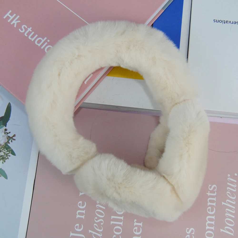 Real Rex rabbit fur earmuffs for women rabbit fur earmuffs Christmas gifts plush earmuffs winter warm earmuffs unisex style W241126
