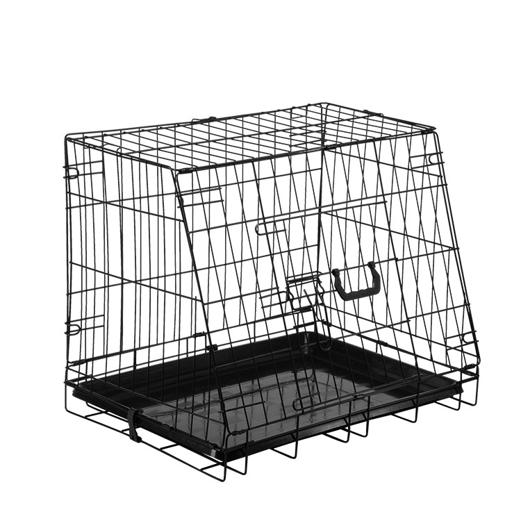 Folding metal 30"sloping car cage for dogs puppy crate training crate
