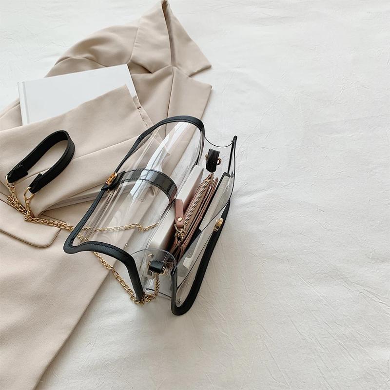2025 NEW Totes Transparent Shoulder Bag Waterproof Chic Sg PVC See Through Detachable Strap For Working And Concert zhanyishengli