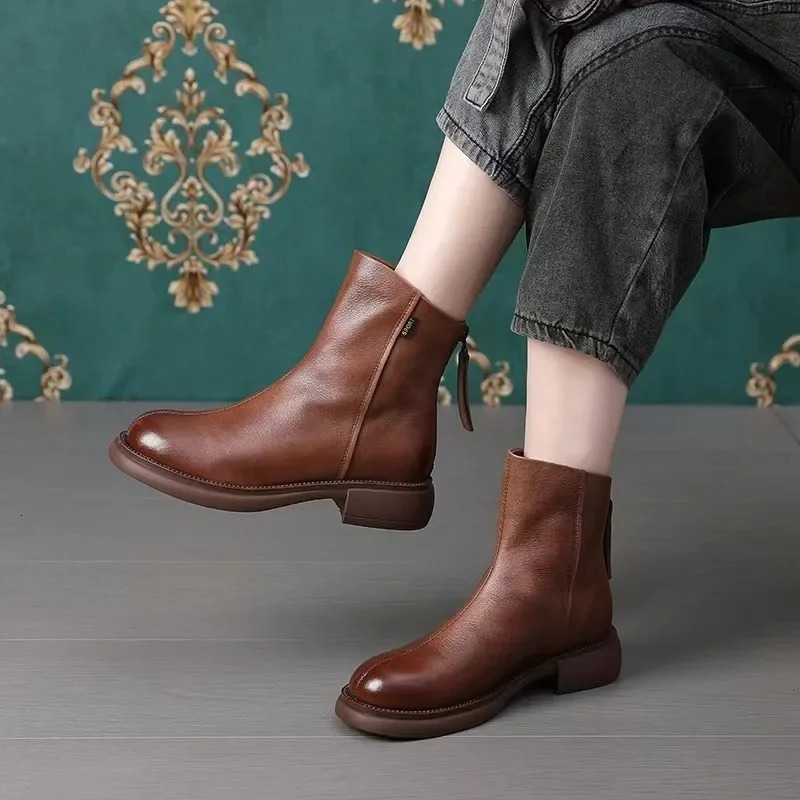 Ladies Shoes High Quality Ankle Womens Boots Fashion Side Zipper Office and Career Round Toe Shoes for Women 241114