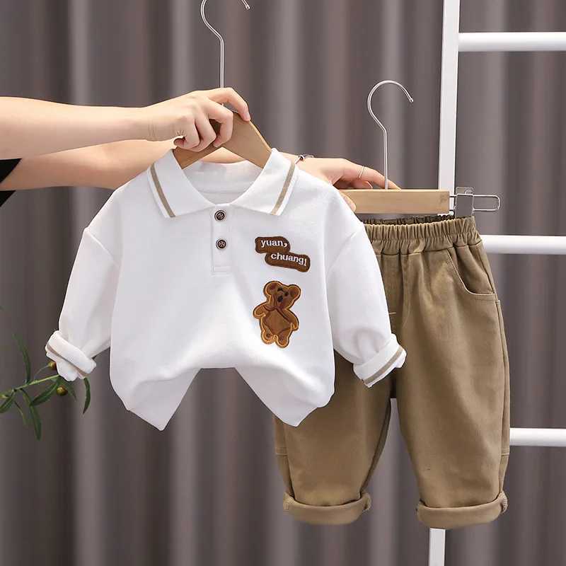 Clothing Sets Autumn Baby Boys Clothing Sets Kids Cartoon Bear Pullover Tops Pants 2Pcs Suit for Boys Children Cotton Clothes Infant Outfits H241126