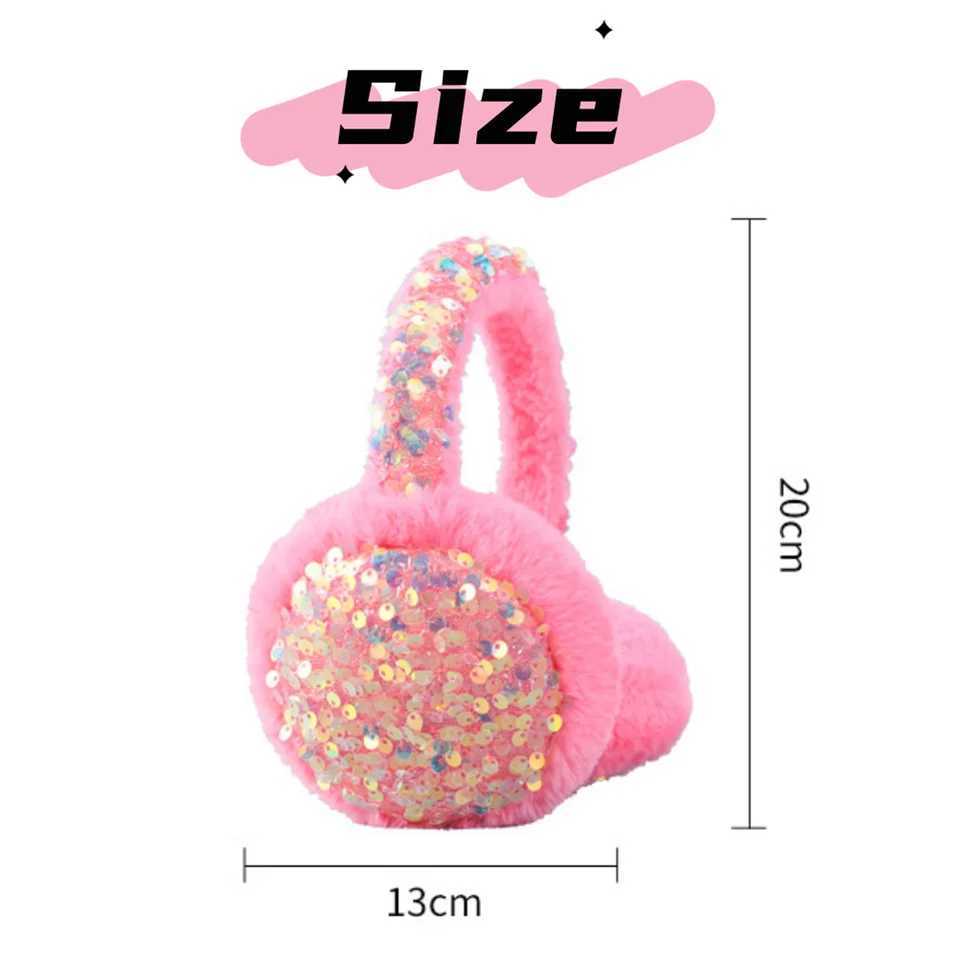 Winter plush cute sequin earmuffs for women fashionable sparkling headband thickened cold proof earmuffs minimalist headphones earmuffs W241126