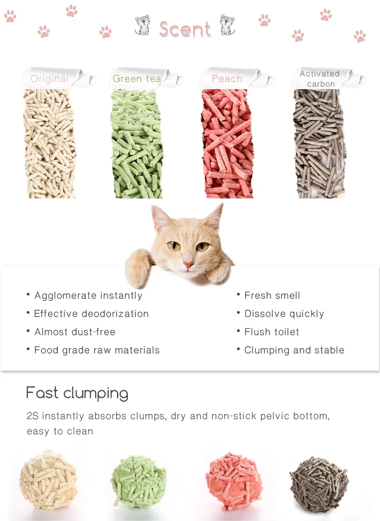Natural Material Strong Clumping Dust-Free Extra Absorbent Cat Litter 6 Litre Per Bag 100Percent Biodegradable Cat Litter Sand