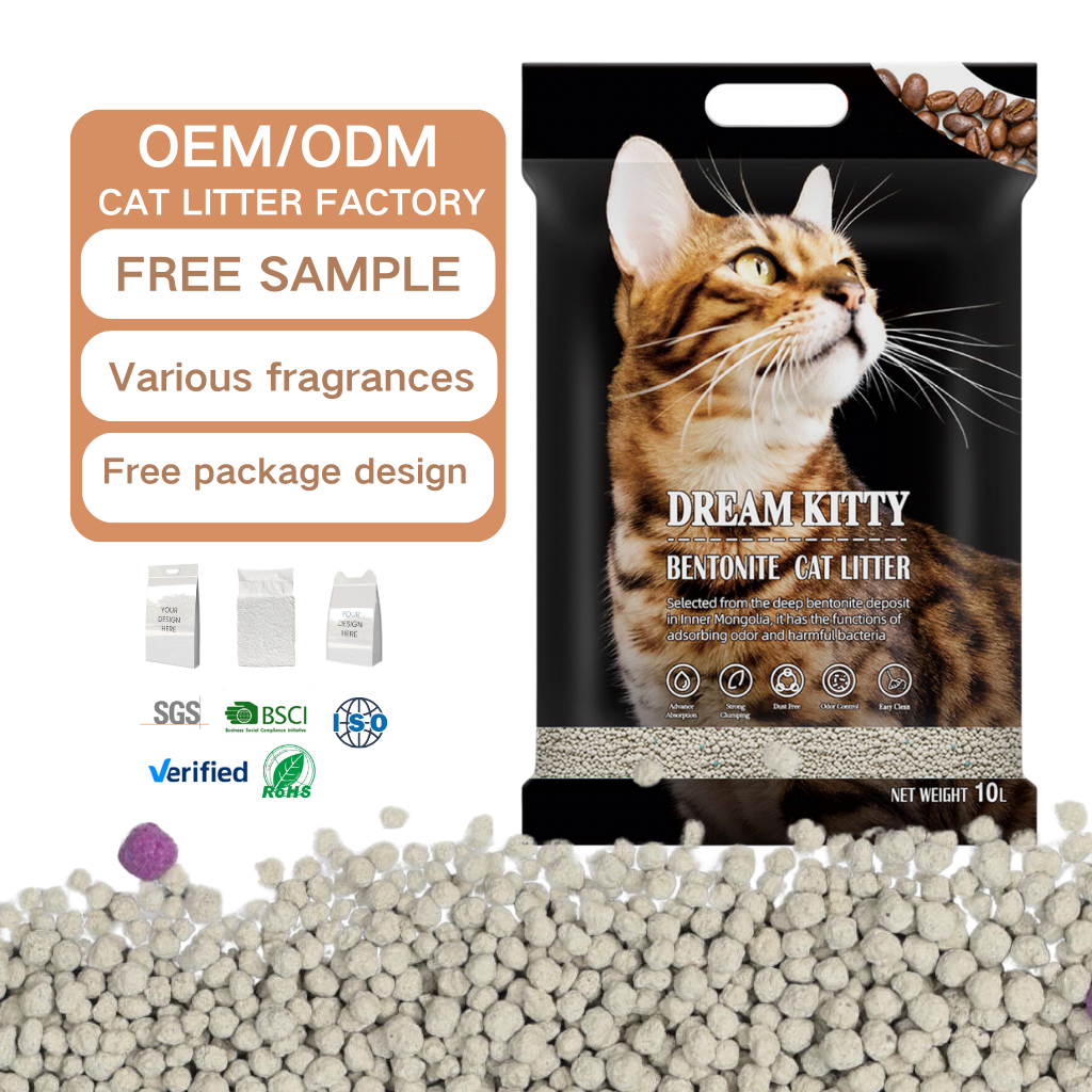 Ama-Zon Partner Factory Custom Low Dust Eco Friendly 1-3mm Ball Shape Strong Fragrance Colorful Bentonite Tofu Cat Litter Sand