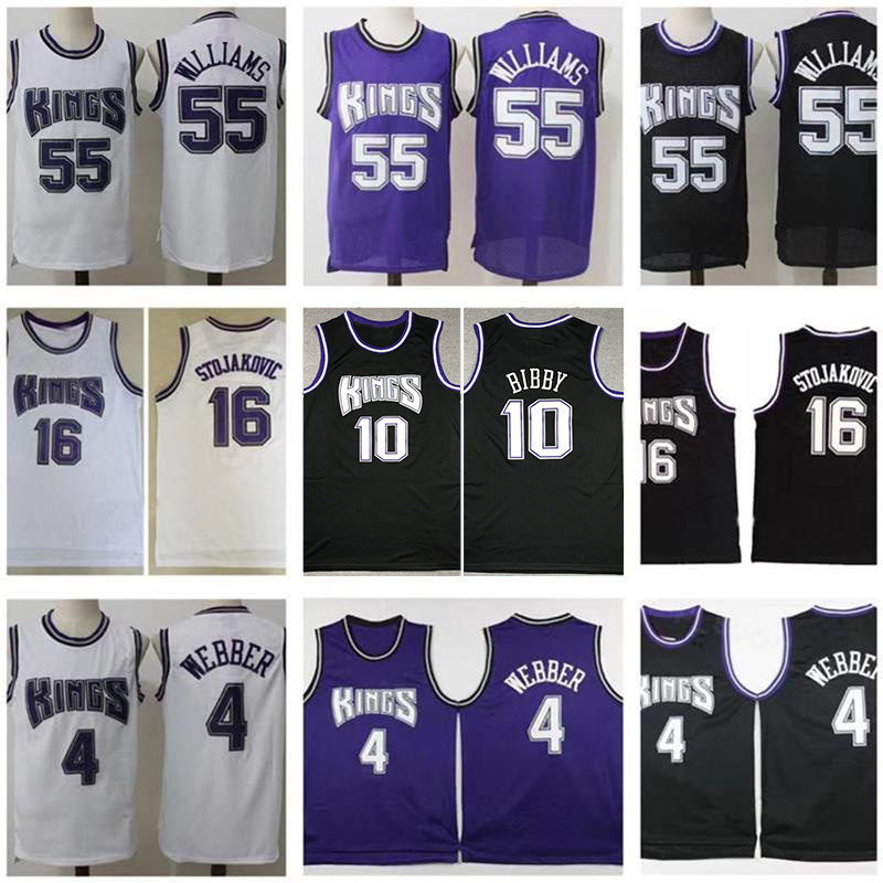 Stitched King Classics Basketball jerseys Jason William Chris Webber Peja Stojakovic Mike Bibby Retro Jersey embroidery Men Purple