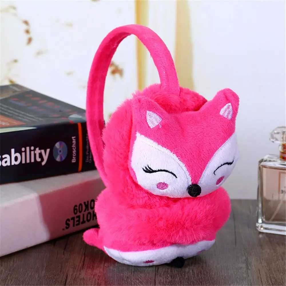 New Cartoon Fox Winter Warm Earrings Soft Plush Thick Adjustable Earrings Mens and Womens Earrings Warm Earrings W241126