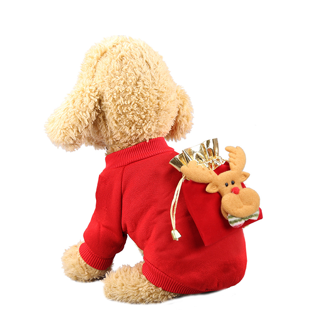Plush Christmas Pet Clothing Suitable For Dogs Cats Fancy Holiday Pet Clothes With Christmas Tree Deer Santa Clause Design