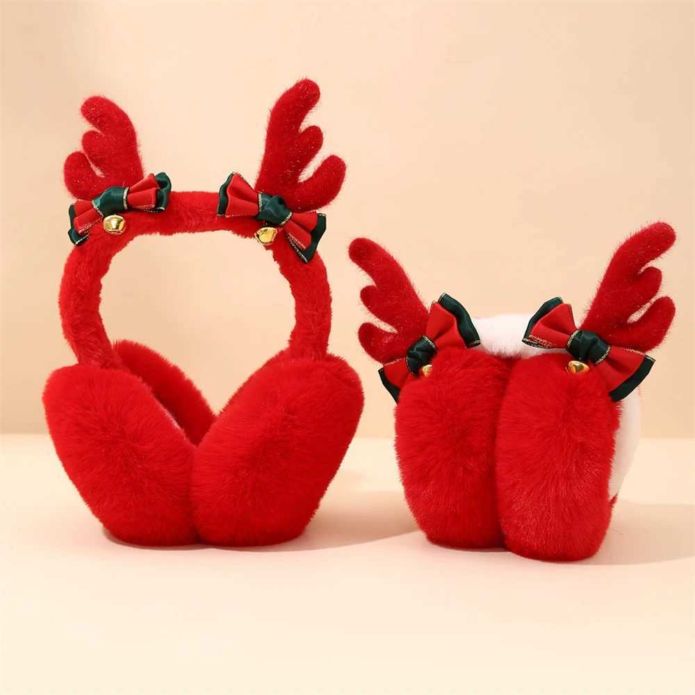 Christmas Antlers Foldable Earmuffs Winter Wind and Cold Protection Ear Warmer Full Velvet Red Cute Student Earfl Xmas GiftXJ241126