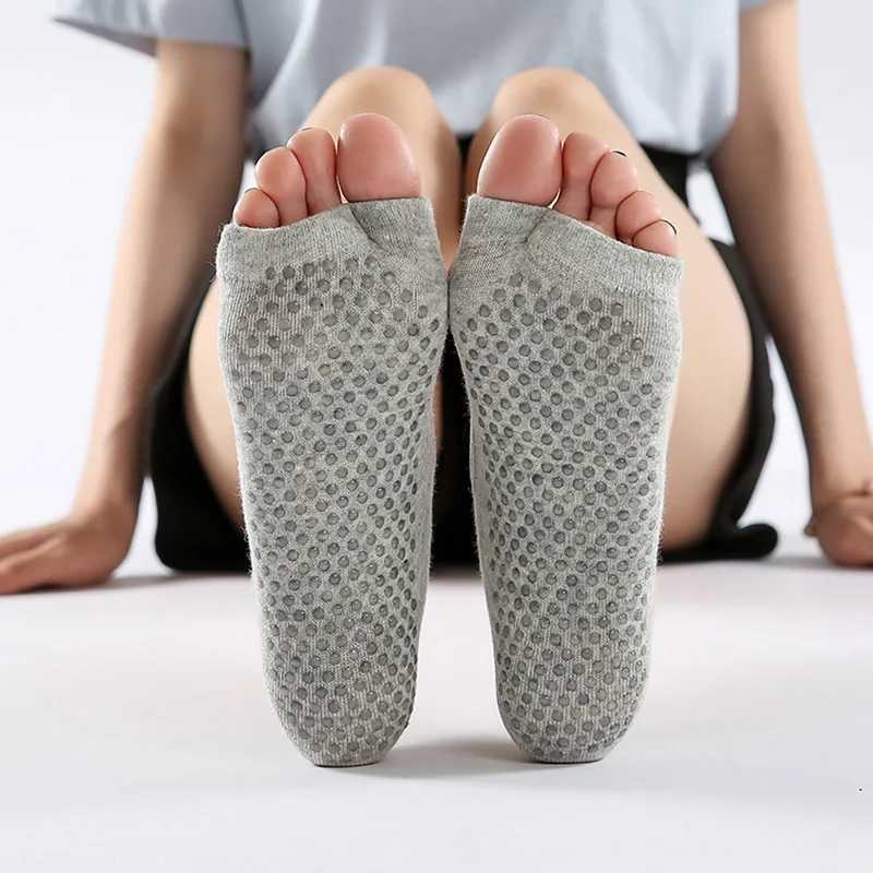 Womens double toe yoga socks anti slip sports cotton Pilates socks fast drying ballet professional dance socksXJ250418
